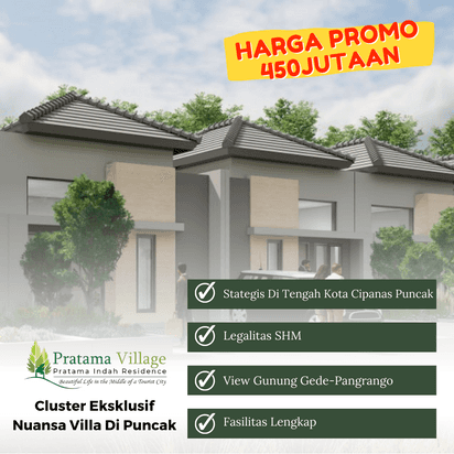Rumah Villa Minimalis di Tengah Kota Wisata Cipanas Puncak