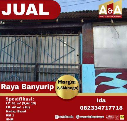 DIJUAL RUKO WILAYAH RAYA BANYUURIP SURABAYA BARAT