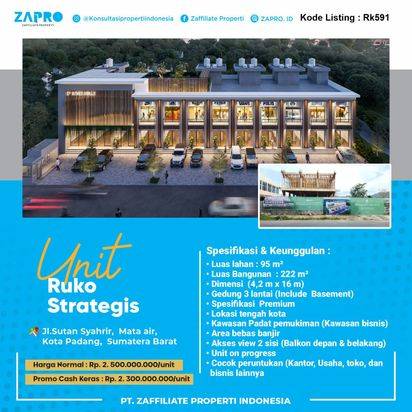Ruko strategis cocok peruntukan kantor, usaha, toko dan bisnis lainnya di padang