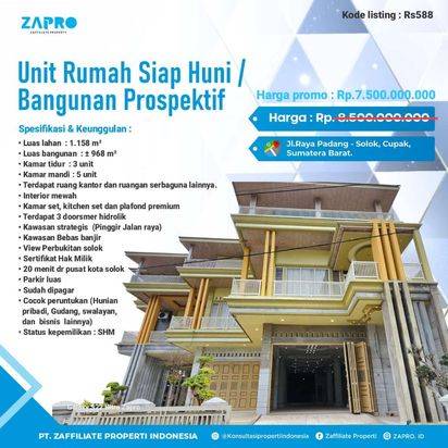 Rumah siap huni mewah cocok peruntukan hunian pribadi & bisnis