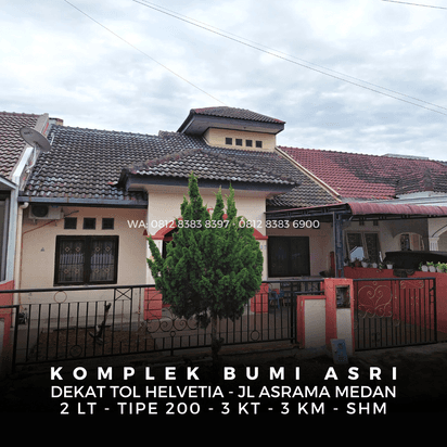 RUMAH READY DI KOMPLEK BUMI ASRI JL ASRAMA DEKAT TOL HELVETIA, MAL MANHATTAN RINGROAD, PLAZA MILLENIUM KAPTEN MUSLIM MEDAN