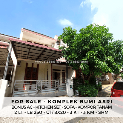 KOMPLEK BUMI ASRI MEDAN - 2 LT - RUANG TAMU LUAS - BONUS AC 2 UNIT, KITCHEN SET, KOMPOR TANAM, DLL - DEKAT TOL HELVETIA DAN MAL MANHATTAN RINGROAD MEDAN