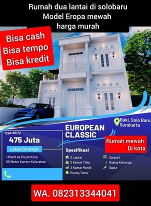 Rumah 2 Lantai Bisa Dicicil Dekat Hartono Mall Solo