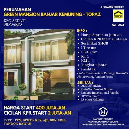 RUMAH 1 LANTAI CICILAN START 2 JUTAAN LOKASI SEDATI SIDOARJO DEKAT MERR SURABAYA