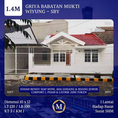 RUMAH LUAS SIAP HUNI LOKASI GRIYA BABATAN MUKTI WIYUNG SURABAYA