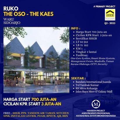RUMAH TOKO MURAH CICILAN 3 JUTAAN LOKASI RUKO THE OSO WARU SIDOARJO