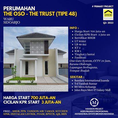 RUMAH MURAH CICILAN START 3 JUTAAN LOKASI WARU SIDOARJO DEKAT SURABAYA