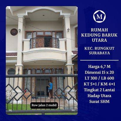 RUMAH LUAS 2 LANTAI KAMAR BANYAK LOKASI KEDUNG BARUK UTARA SURABAYA