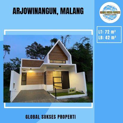 Rumah Bagus Desain Modern Akses Mobil Lokasi di Arjowinangun Malang