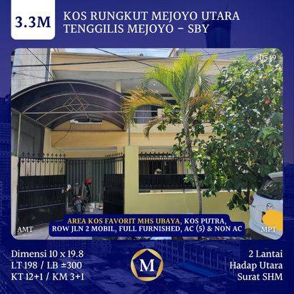 Jual Rumah Kos Full Furnished Rungkut Mejoyo Utara dekat UBAYA Tenggilis Transmart Hotel Gunawangsa MERR STIKOM IPH Schools RS UBAYA Jemursari