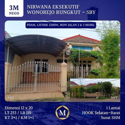Jual Rumah Nirwana Eksekutif 3M NEGO Dekat MERR BARUK Nirwana Regency Rungkut Superindo Transmart Hotel Gunawangsa 