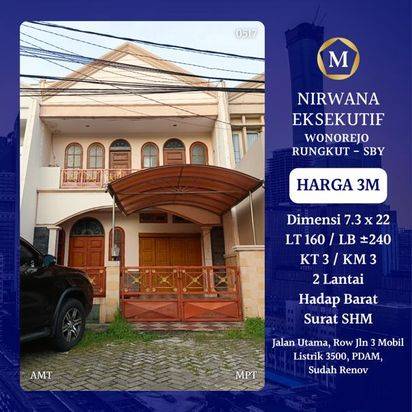 Rumah nirwana eksekutif wonorejo rungkut surabaya timur siap huni nego