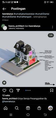Rumah modern tiga lantai dekat mtr lebak bulus