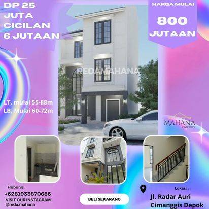 Rumah Murah Modern 3 Lantai Akses Bebas Macet & Banjir DP 0% - Duta Cibubur Premier 