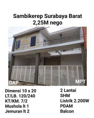 Rumah Sambikerep Lontar Surabaya dkt Citraland Bebas Banjir Nego