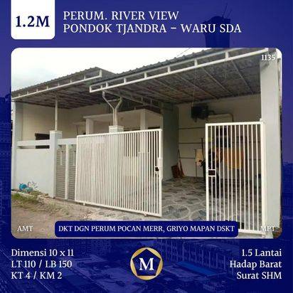 DEKAT Pondok Tjandra Rumah River View Waru Sidoarjo