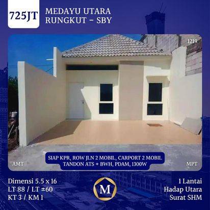 SIAP KPR Rumah Medayu Utara Rungkut Surabaya Timur 725jt