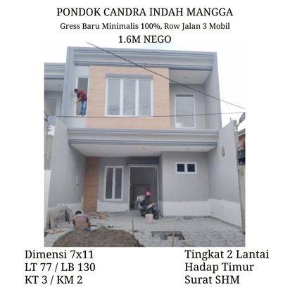 Rumah pondok candra indah mangga gress baru minimalis row jalan 3 mobil