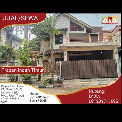 Dijual/Sewa Rumah Prapen Indah Timur 