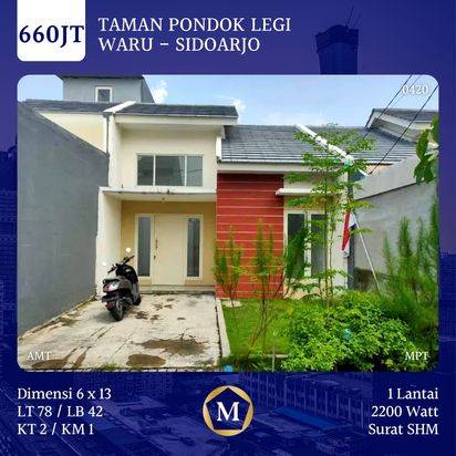 Jual Rumah Taman Pondok Legi Waru Sidoarjo dkt Surabaya Bebas Banjir Nego