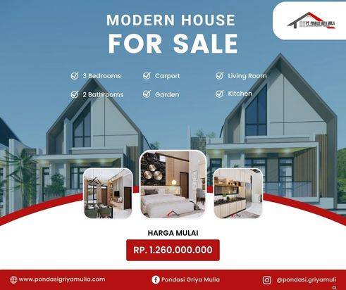 Rumah Modern di Maguwoharjo dekat JogjaBay UNRIYO UII UPN 5 menit Exit Tol Maguwo, Cashback 100 Juta
