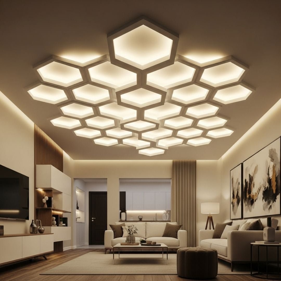 1. Desain Lampu Plafon Sarang Lebah