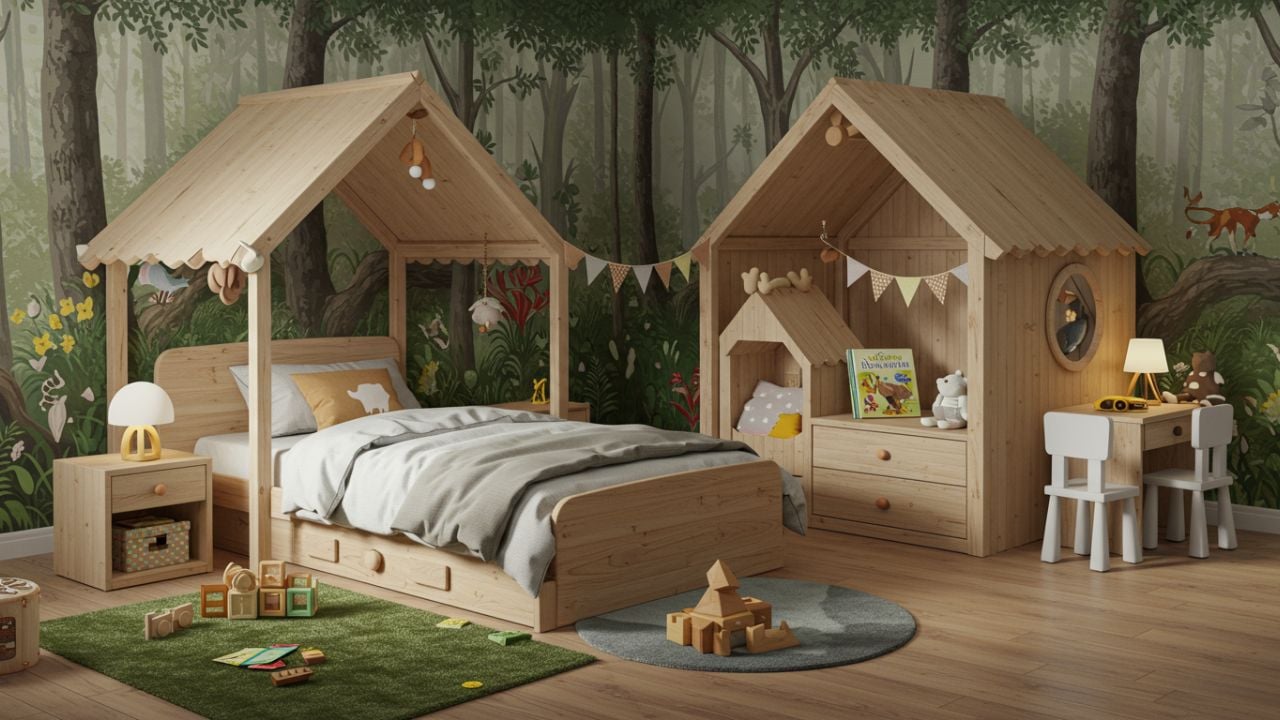 4. Dekorasi Kamar Anak dengan Rumah Pohon Penuh Petualangan