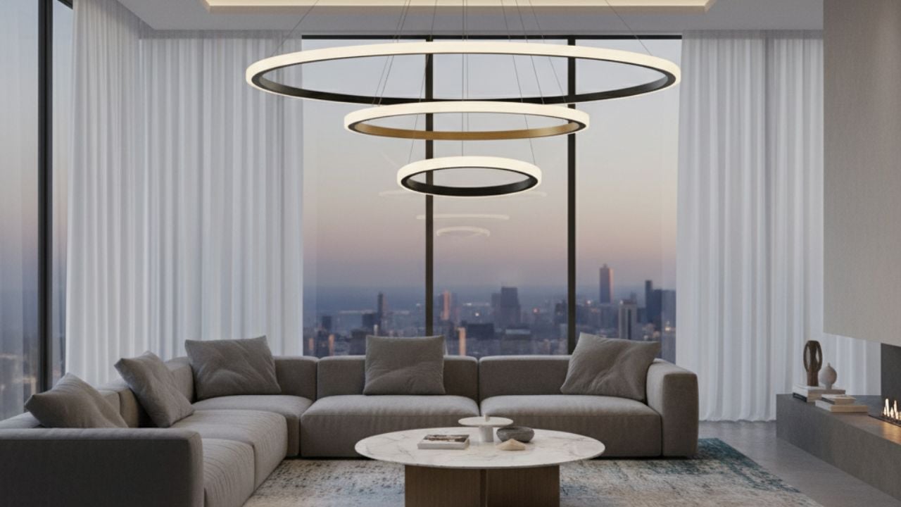 5. Lampu Gantung Cincin Modern