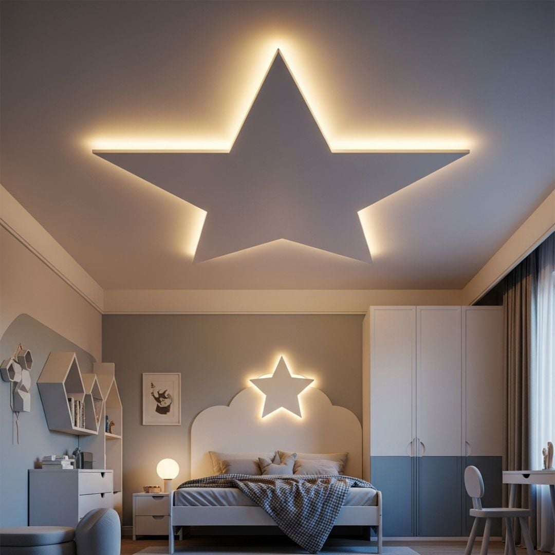 9. Desain Lampu Plafon Berbentuk Bintang