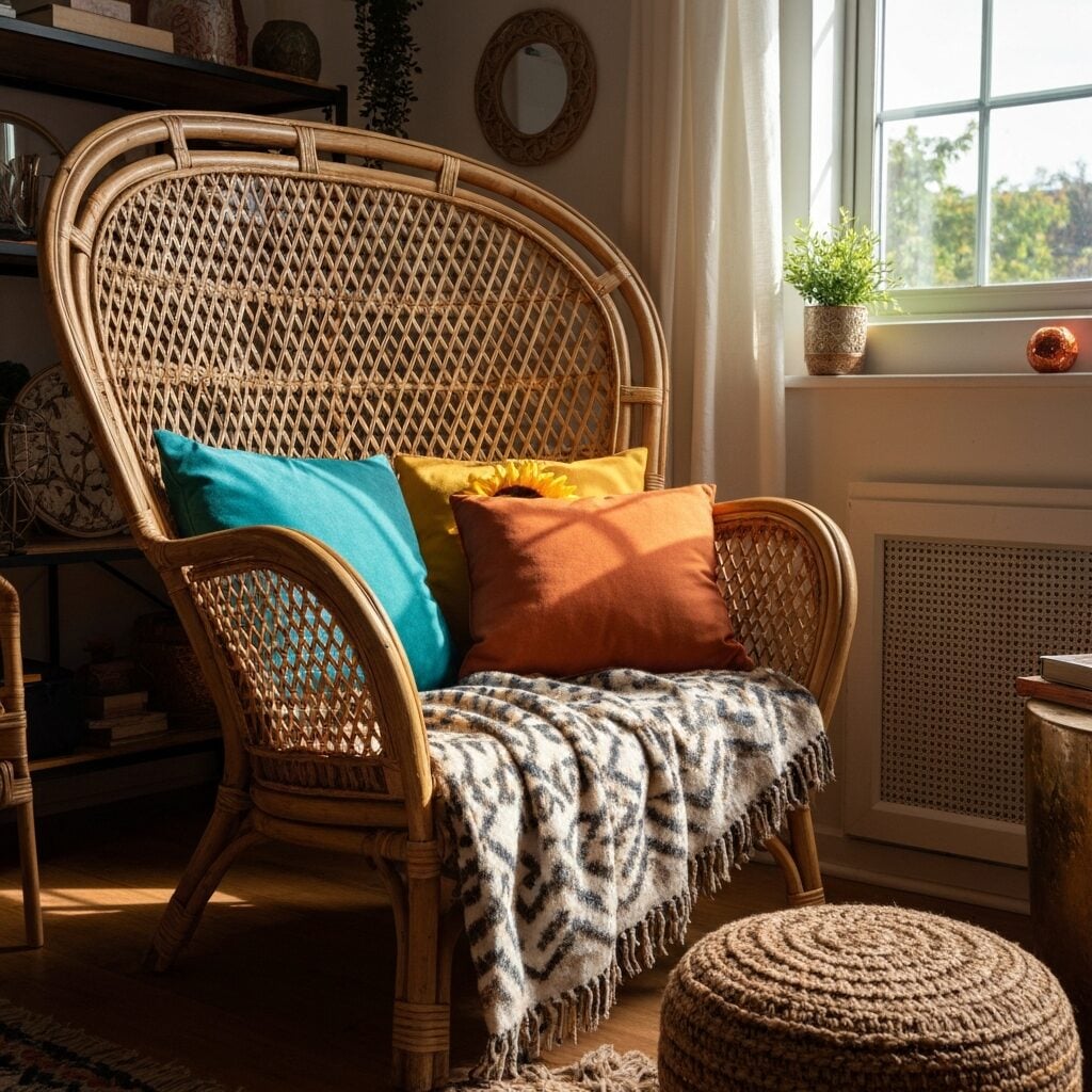 3. Kursi Rotan Bergaya Bohemian