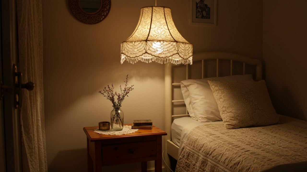 7. Desain Lampu Hias Gantung dari Kain Renda