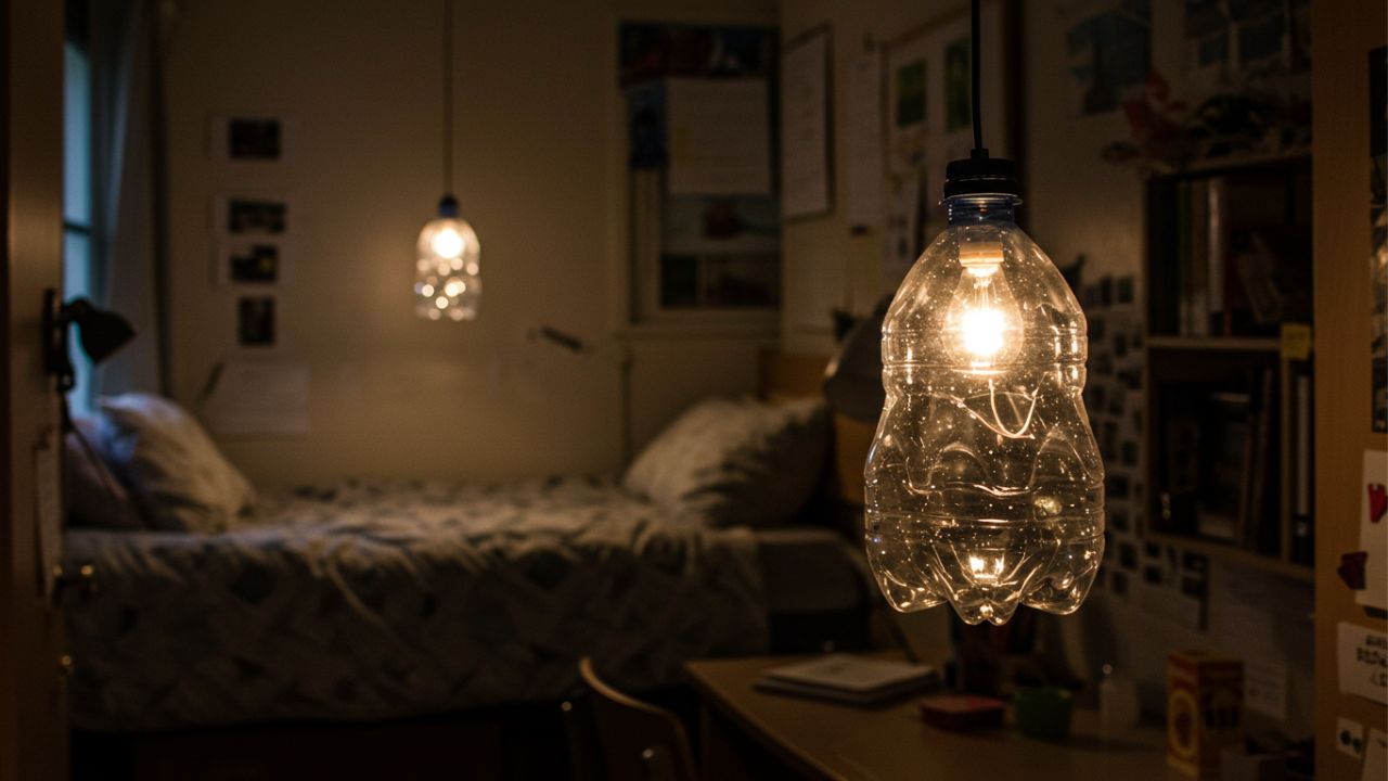Desain Lampu Hias Gantung dari dari Botol Bekas