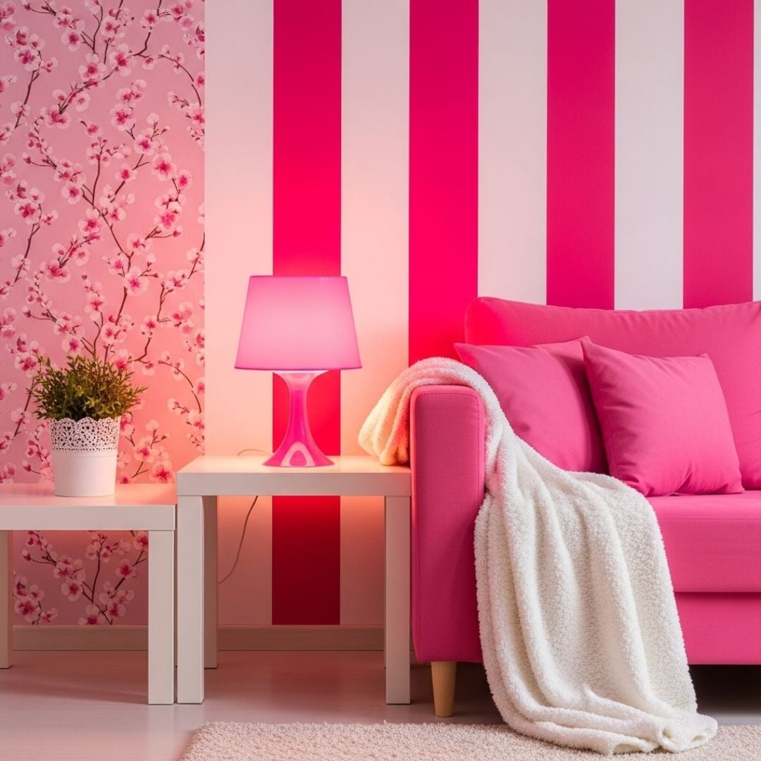 3. Dekorasi Lampu Duduk Warna Pink