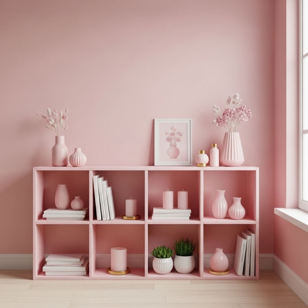 9. Dekorasi Rak Warna Pink
