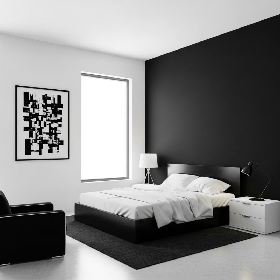 9. Desain Kamar Monokrom Minimalis