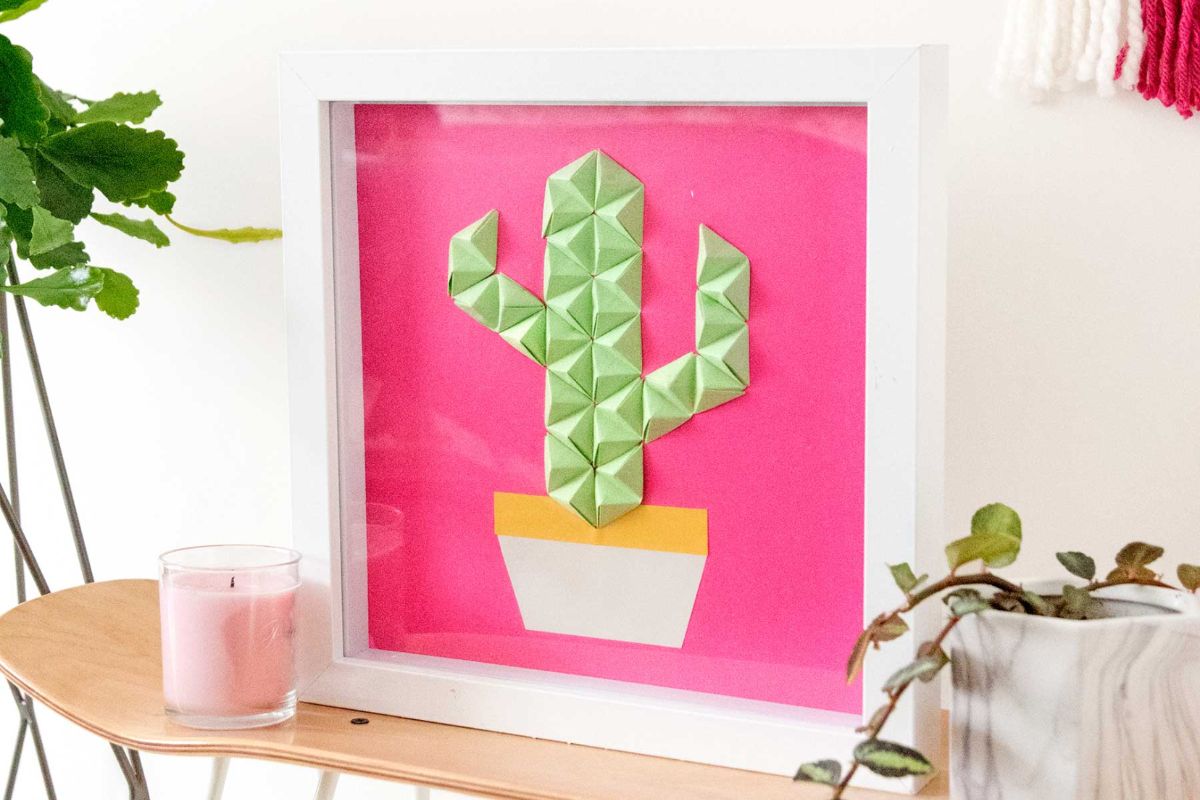 bentuk kaktus lucu dari origami