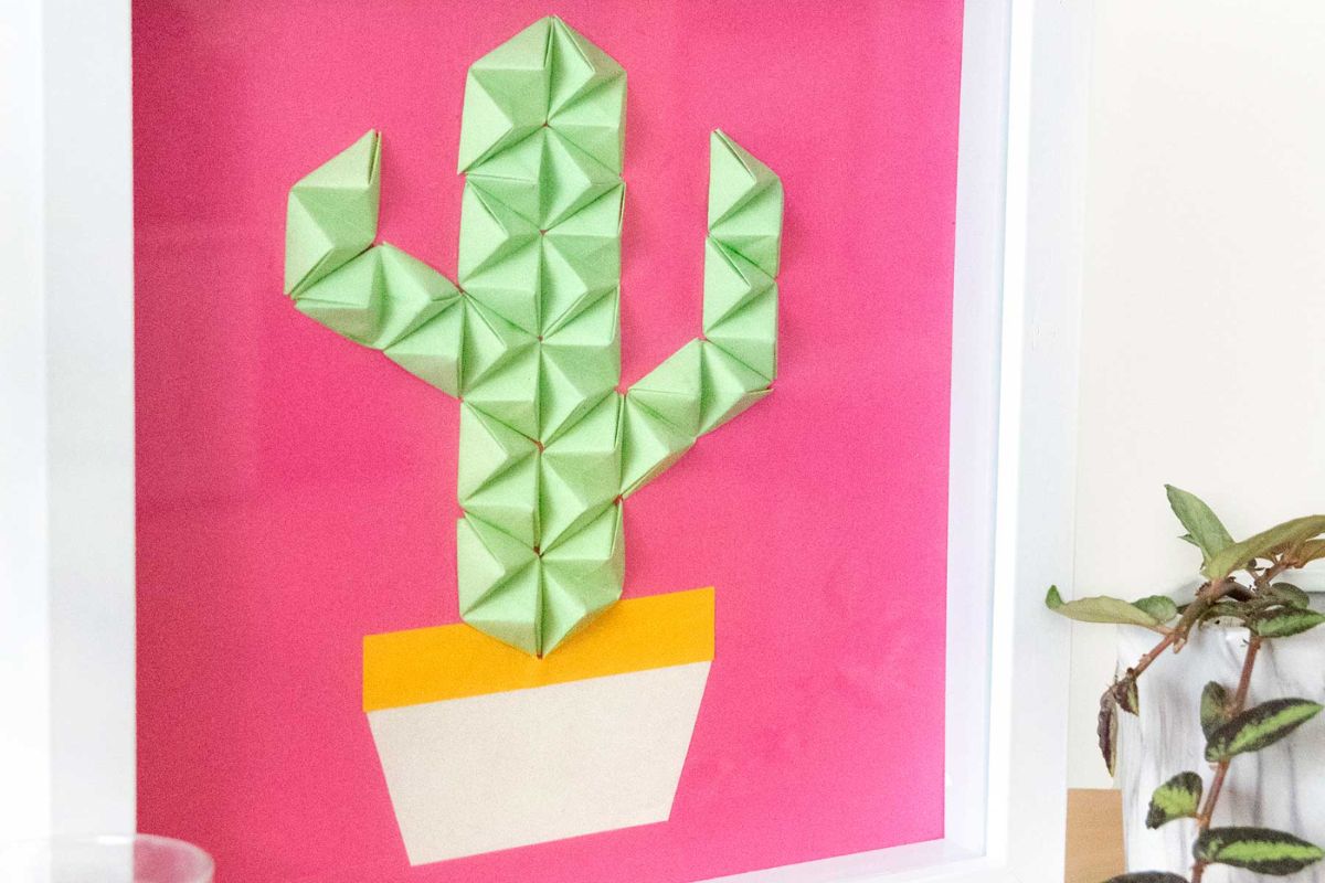 bentuk kaktus lucu dari origami - 3