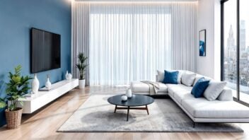 5 Contoh Desain Ruang Tamu Warna Biru Sederhana