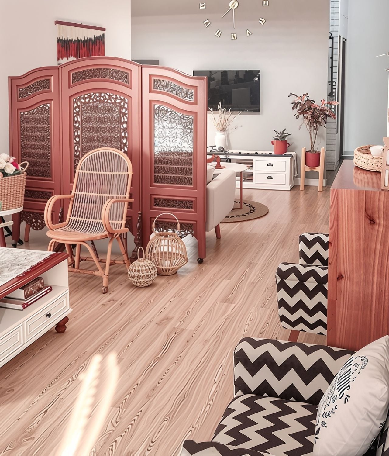 desain interior ruang tamu lantai kayu