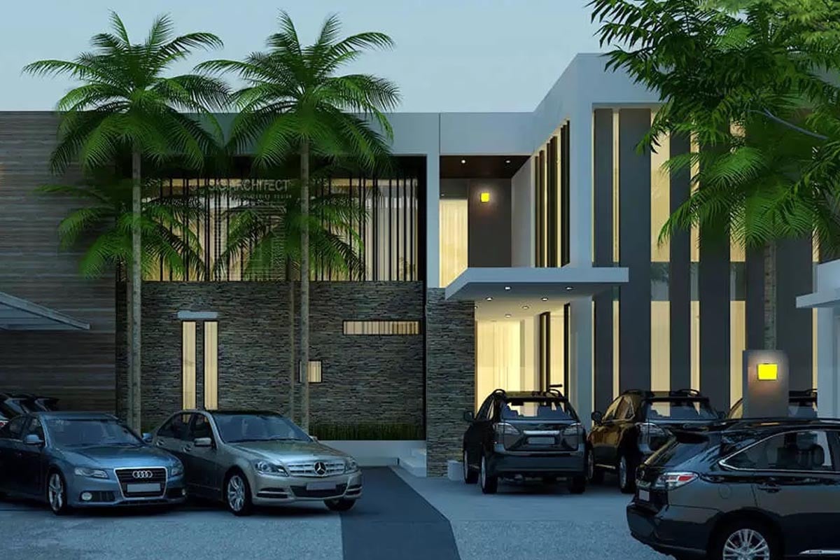 desain rumah kost eksklusif 2 lantai