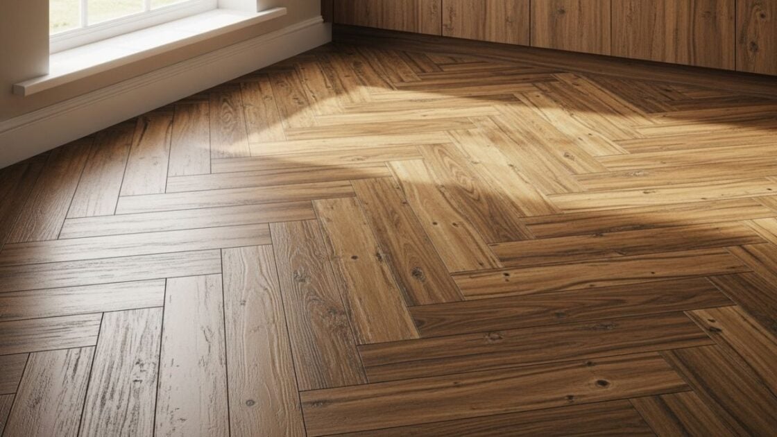 7 Inspirasi Desain Keramik Lantai Dapur Motif Kayu yang Estetik
