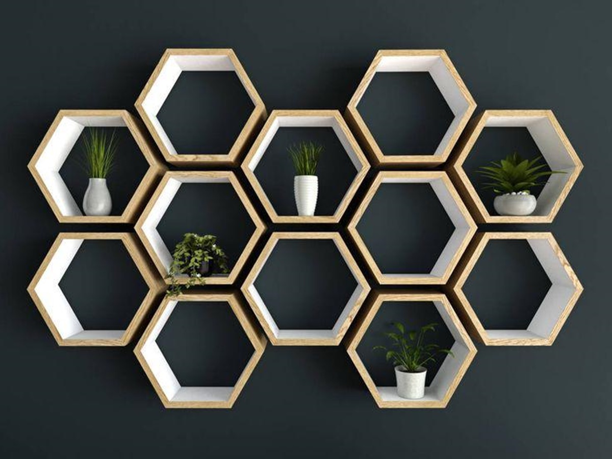 Rak Dinding Melayang Hexagon