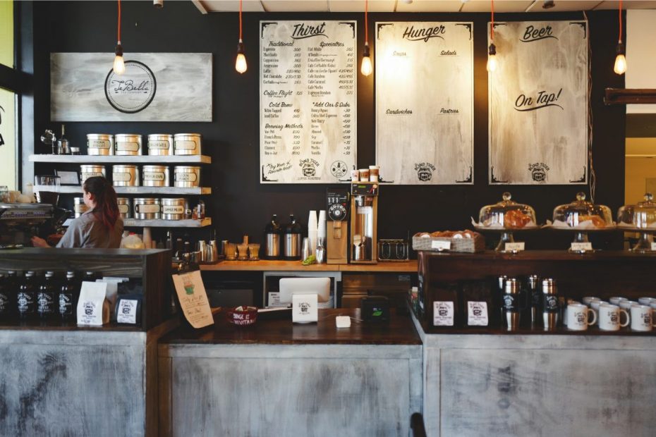 desain cafe sederhana di ruko kecil