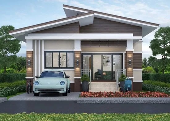 rumah minimalis atap miring gabungan