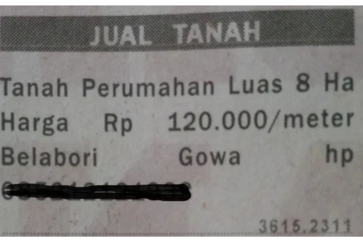 Contoh Iklan Baris untuk Jual Tanah