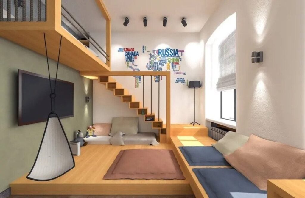 Desain Kamar Mezzanine Lesehan