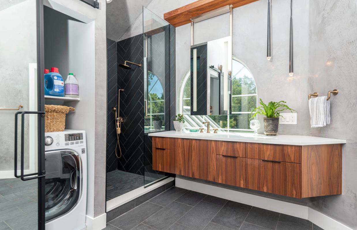 Desain Mesin Cuci dalam Kamar Mandi yang Estetik