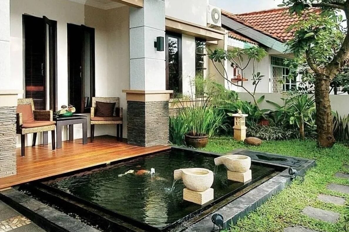Model Rumah Asri dengan Kolam Ikan