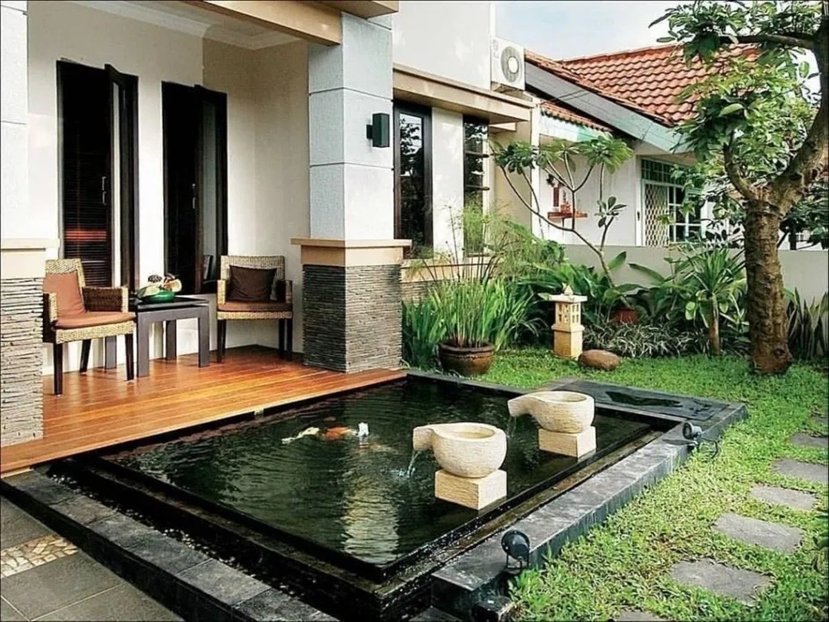 Model Rumah Asri dengan Kolam Ikan