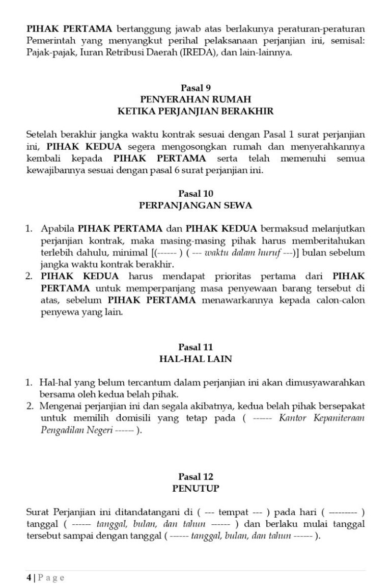 Begini Contoh Perjanjian Sewa Rumah yang Tepat 2023